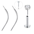 QWALIT Piercing Taper Threadless Insertion Tool - Titanium Labret Pin 16g, 18g, 20g - color: C1 - Titanium Curved 20g/18g