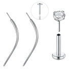 QWALIT Piercing Taper Threadless Insertion Tool - Titanium Labret Pin 16g, 18g, 20g - color: C1 - Titanium Curved 20g/18g