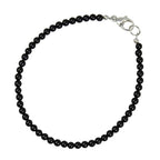 Black Onyx Bracelet, 3mm Beads, Custom Length, Silver or Gold Fill