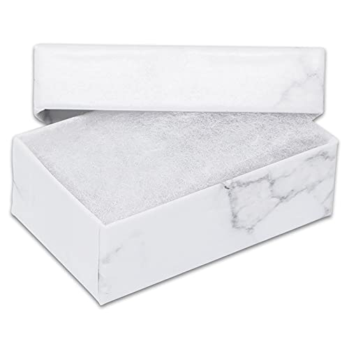 TheDisplayGuys - 25-Pack #10 Cotton Filled Cardboard Paper Jewelry Boxes Gift Case - Marble White (1.9" x 1.3" x 0.7") - for Shipping or Storage - size: 1 Count (Pack of 25), style: 1.9" x 1.3" x 0.7" (#10)