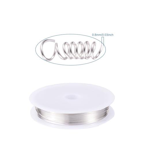 1 Roll 9.84 Feet(3m) 20 Gauge Round Copper Jewelry Bendable Wire Long-Lasting Plated Jewelry Wire Soft Artistic Wires Copper Metal Beading for Jewelry Making Crafts,Silver Color Plated - color: 20 Gauge,Silver Color Plated
