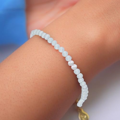 Faceted Bracelet for Women, Certified 925 Sterling Silver with 18K Gold Vermeil Healing Crystal Bracelets for Women - Crystals and Healing Stone Bracelet Women Jewelry for Gift - color: Clear Quartz