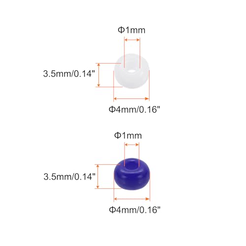 HARFINGTON 2000Pcs Tiny Glass Beads 6/0 4mm Loose Mini Round Small Beads Bulk for Necklaces Bracelet Earring Rings Jewelry Making, Dark Blue/White - color: Dark Blue/White