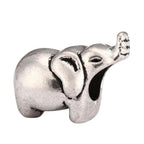 40pcs Elephant Symbol of Luck and Prosperity Large Hole Animal Loose Beads (4.5mm Hole) Antique Silver Metal Spacer for DIY Craft Jewelry Making MEC-A6 - size: Elephant