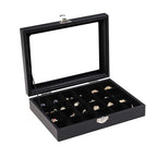 Wudygirl Jewelry Organizer Small Jewelry Box Jewelry Tray with Lid Velvet Earring Organizer Jewelry Earrings Holder Ring Display Storage Ring Box for Women 24 Grid (Black) - style: Black 24 Grid