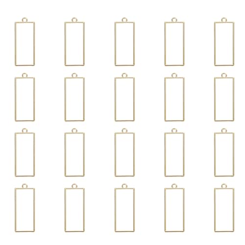uxcell 25Pcs Alloy Open Bezel Pendants, Rectangle Hollow Frame Pendant Geometric Open Back Frame Pendant for Resin Jewelry Making Earrings Necklace Bracelet DIY, Gold Tone - color: Gold Tone, size: 1.93 x 0.8 inch