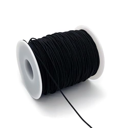 1mm Elastic Cord for Bracelets Necklaces, Cakasi 110 Yards Sturdy Stretchy Elastic Cord for Jewelry Making, Necklaces, Beading - Black - color: Black