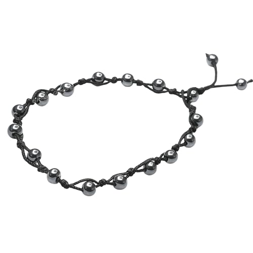Amazing Gemstone Crystal Anklet Ankle Bracelets for Women - Waterproof Beaded Healing Crystal Anklets, Plus Size Chakra Gemstone Bead Anklet - color: Hematite, style: Hand Knotted