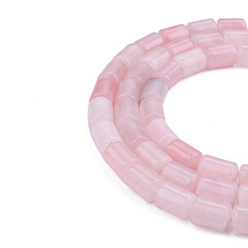 BEADIA Natural Rose Quartz Crystal Cylinder Stone Loose Semi Gemstone Beads for Jewelry Making 10mmx14mm 38cm - color: Rose Quartz, size: 10mm x 14mm