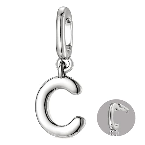 OVRUNS Initial Charm for Women,Letter Bracelet Necklace Charms Alphabet Pendant Charms With Clasp - color: Silver, style: Letter C