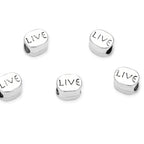 40pcs Live Love Beads Large Hole Loose Beads (4.5mm Hole) Antique Silver Metal Spacer for DIY Craft Jewelry Making MEC-C13 - size: Live Love Bead