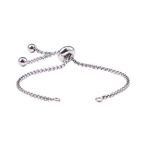 DanLingJewelry 10pcs 304 Stainless Steel Adjustable Slider Bracelet Slider Extender Chains Friendship Bracelets for Jewelry Making DIY 8 Inches(210mm) P - color: StyleⅫ-10 pcs-Platinum