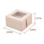 Small Leather Jewelry Box with Glass Top Mini Ring Display Case with 8 Slots for Selling Gift for Girls and Women (Pearl White) - color: PearlWhite