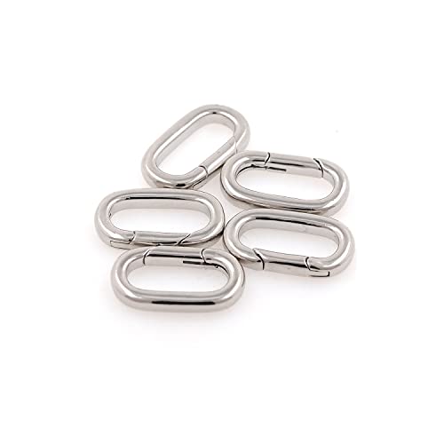 18K Gold Filled Oval Clasp Spring Claps Connector Carabiner Keychain for DIY Jewelry Finding Necklace Bracelet (Silver(12.5x22.5x3mm)) - color: Silver(12.5x22.5x3mm)