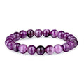 Crystal Vibe 8mm Beaded Bracelets For Women Men - Healing Crystal Bracelet - Adjustable Size - color: Amethyst