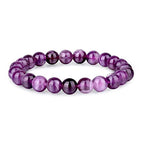 Crystal Vibe 8mm Beaded Bracelets For Women Men - Healing Crystal Bracelet - Adjustable Size - color: Amethyst