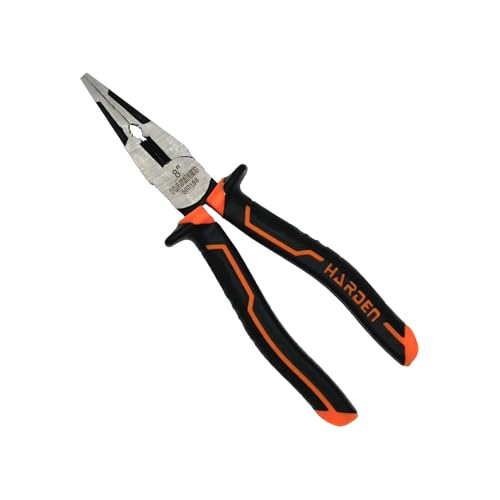 Edward Tools Harden Pro Needle Nose Pliers 8” - Heavy Duty Long Nose Pliers - Wire Cutter - Ergo Soft Grip Handle with Safety Ridge - For Home, Fishing, Jewelry, Crafts