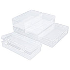 6 Pack Rectangular Clear Plastic Storage Containers Box with Hinged Lid for Beads and Other Small Craft Items (7.28 x 3.54 x 1.77 inch) - size: 7.28 x 3.54 x 1.77 inch