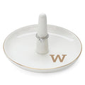 HOME SMILE Initials Ring Holder Jewery Tray with personalized W-Monogrammed Engagement Gifts for Friends,Birthday Mother's Day Christmas Gifts for Women,Ceramic White - style: W