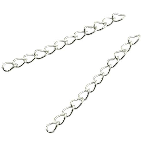 Tail Extender Chain 100PCS Silver 50 x 4mm Chain Extension Tails for DIY Jewelry Making - color: Silver