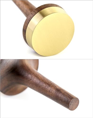 QWORK Wooden Ring Holder for Jewelry, 2 Pack Black Walnut Wood with Brass Stand Modern Display, Gift For Wedding & Anniversary - size: 2 Pcs
