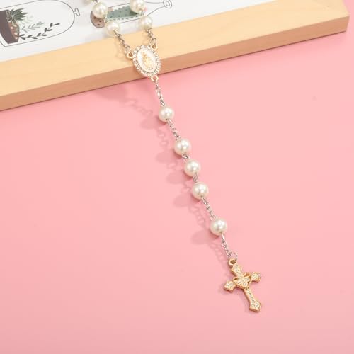 Jiali Q 20 Piece Set Rhinestone Cross Connectors and Pendants for Jewelry Making (Gold Our Lady of Grace) - color: GOLD Our Lady of Grace