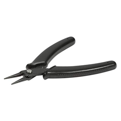 The Beadsmith Hi-Tech Round Nose Pliers, 5.5 inches (140mm) with high Carbon Steel Head, Black Comfort Grip Handle with Spring, Tool for Jewelry Making, Electronics or Micro Mechanics