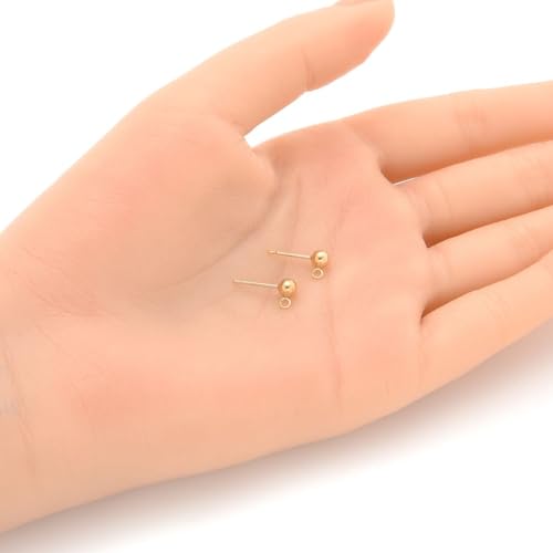 4pcs Adabele Real 1/20 14K Gold Filled 4mm Ball Earring Post Findings Open Ring 4pcs Earring Backs Non Tarnish for DIY Earrings Jewelry Making JK1-D4 - color: 14K Gold Filled, size: 4mm ball/dot - 2 Pairs