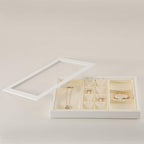 Dark Blue Jewelry Display Tray Ring Necklace Earring Bangle Organizer Multifunctional Storage Case for Jewelry Showcase (Large Tray(white)) - color: 15-White Flat Tray