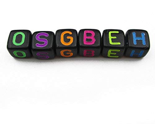 1000pcs Mixed Acrylic Letter/Alphabet “A-Z”Cube Beads for DIY Craft (Black with Color Letter 6x6x6mm) - color: Black with Color Letter 6x6x6mm