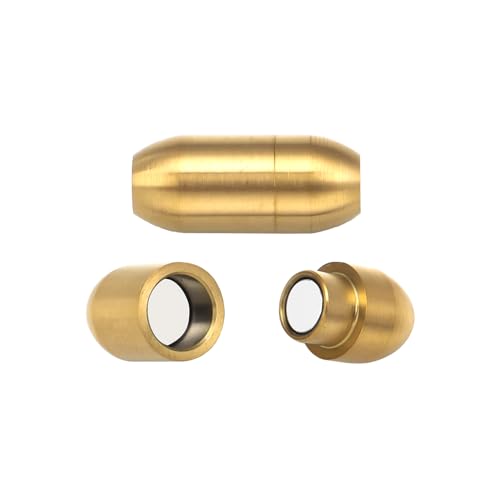 Stainless Steel Magnetic Clasp Inner Hole 3mm/4mm/5mm/6mm/8mm Glue-in Jewelry Clasp (Inner Hole Size=8mm, Gold Tone) - color: Gold Tone, size: Inner Hole Size=8mm