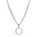 Men’s Minimal Initial Necklace, Stainless Steel Gold Silver Tone 26 Letters Pendant Necklace for Men Women 3.5mm Cuban Chain Waterproof - style: O
