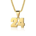 Number Necklaces Personalized Necklaces 18K Gold Plated Initial Number Pendant Stainless Steel Chain Sports Necklaces for Men Women - color: Gold, style: 24