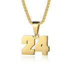 Number Necklaces Personalized Necklaces 18K Gold Plated Initial Number Pendant Stainless Steel Chain Sports Necklaces for Men Women - color: Gold, style: 24
