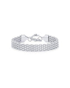 PAVOI 14K Gold Plated Chunky Chain Adjustable Bracelet for Women | Stainless Steel Lightweight Trendy Chain Bracelet - color: White Gold, size: 6 Inches