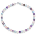 Simple Classic Hand Knotted Created Semi Precious Gemstone Round Ball 10MM Bead Strand Choker Collarbone Necklace Western Jewelry For Women Toggle Clasp 15 17 19 Inch - color: Multi Gemstones