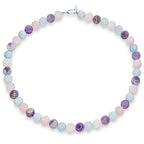 Simple Classic Hand Knotted Created Semi Precious Gemstone Round Ball 10MM Bead Strand Choker Collarbone Necklace Western Jewelry For Women Toggle Clasp 15 17 19 Inch - color: Multi Gemstones