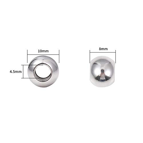 BEADIA Stainless Steel Spacer Beads 10x8mm Round Loose Charm Caps Beads for DIY Jewelry Making 20pcs with 4.5mm Hole - color: 10x8mm 4.5mm
