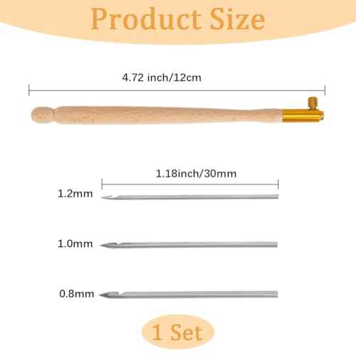 Tambour Hook with 3 Needles Wood Handle Embroidery Crochet Hook Kit for Beading Sequins DIY Sewing Accessories Needlework Tool Set Chain Stitch Embroidery Fabric Crafts Burlywood - color: BurlyWood
