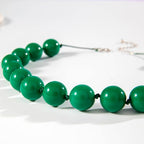 Caiyao Bohemian Colorful Acrylic Round Beaded Choker Necklaces Handmade Adjustable Resin Beads Clavicle Rope Necklace for Women Men Ethnic Costume Party Vacation Jewelry Gifts - color: Green