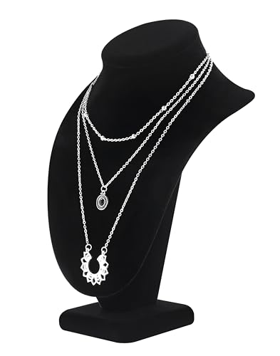 Polmart Modern Necklace Display Bust (Black Velvet, 11 ½”H) - color: Black Velvet, size: 11 ½” H