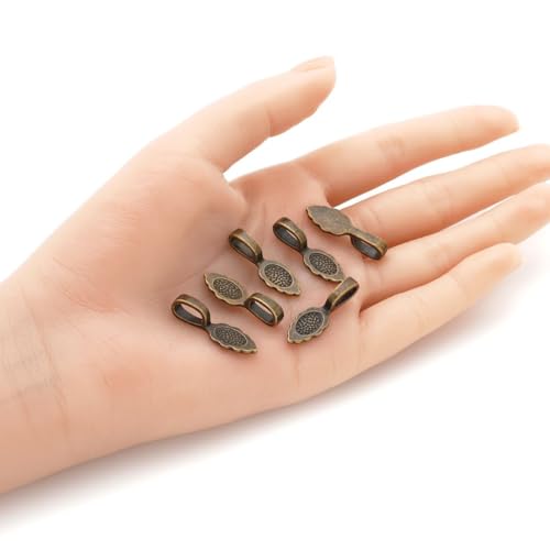 200pcs 26mm Glue On Jewelry Bail Pendant Clasp Antique Bronze 15mm (0.6 Inch) Leaf Flat Pad Base Bulk for DIY Craft Jewelry Making MC-R2 - color: Antique bronze, size: 26mm (1") Leaf- 200pcs
