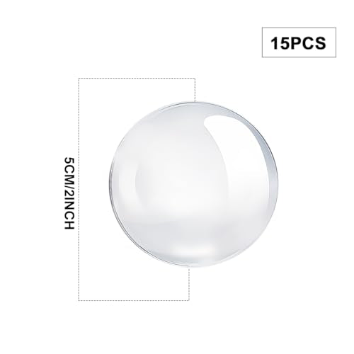 Clear Glass Cabochon 2Inch Round Dome Cabochons 15PCS Transparent Glass Cabochons with Flat Backs Glass Dome for DIY Crafts Photo Pendant Jewelry Making (50MM,15PCS) - size: 50MM,15PCS