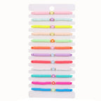 COLORFUL BLING 5-12Pcs Bohemian Love Heart Bead Bracelets for Women Vinyl Disc Heishi Surfer Stackable Stretch Bracelet Summer Beach Boho Jewelry - color: 12pcs round heart