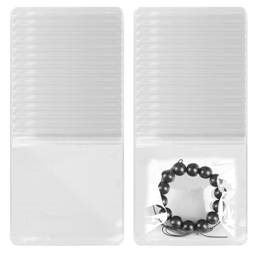 Swpeet 50Pcs 6"×6" Thick Clear PVC Jewelry Bags, Self Adhesive Portable Travel Jewelry Organizer, Plastic Jewelry Storage Bags, Transparent zipper bags, Anti Tarnish Lock Pouch for Rings Earrings - style: 15×15CM