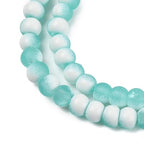 KISSITTY 50pcs Matte Beads Gradient Color Glass Frosted Crystal 4mm Rondelle Turquoise Color Center Drilled Loose Craft Beads for Jewelry Making Earring Bracelet Necklace DIY Crafts - color: Turquoise