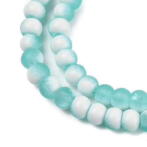 KISSITTY 50pcs Matte Beads Gradient Color Glass Frosted Crystal 4mm Rondelle Turquoise Color Center Drilled Loose Craft Beads for Jewelry Making Earring Bracelet Necklace DIY Crafts - color: Turquoise