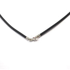 ELLITE Wide Alloy Black Rubber Cord Rope Necklace Chain(18-24 Inch) with Stainless Steel Lobster Clasp