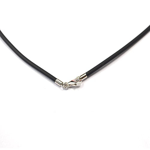 ELLITE Wide Alloy Black Rubber Cord Rope Necklace Chain(18-24 Inch) with Stainless Steel Lobster Clasp