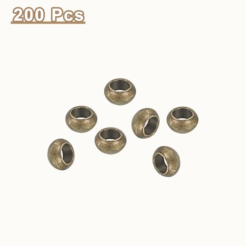 uxcell 200Pcs Round Crimp Beads, 4mm Metal Spacer Loose Beads Metal Clamp Ends Tiny Stoppers Bead for Bracelet Jewelry Making Craft DIY, Bronze - color: Bronze, size: 4mm
